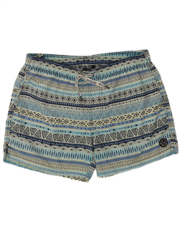 Maui and Sons Badeshorts til mænd 2XL blå geometrisk polyamid