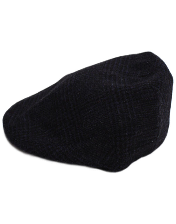Roderick Charles Herre Flat Cap XL Marineblå Ternet Uld Classic