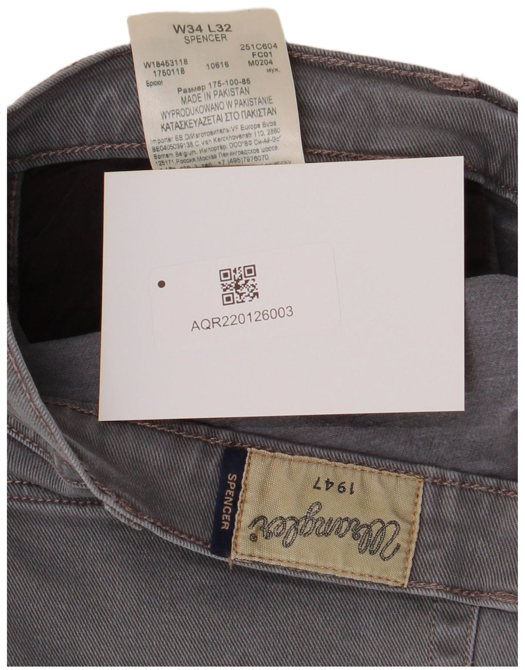 Wrangler Herre Spencer Straight Jeans W34 L32 Grå Bomuld