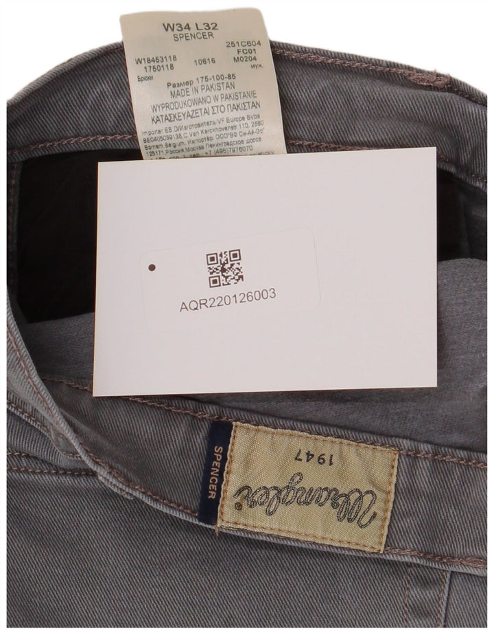 Wrangler Herre Spencer Straight Jeans W34 L32 Grå Bomuld