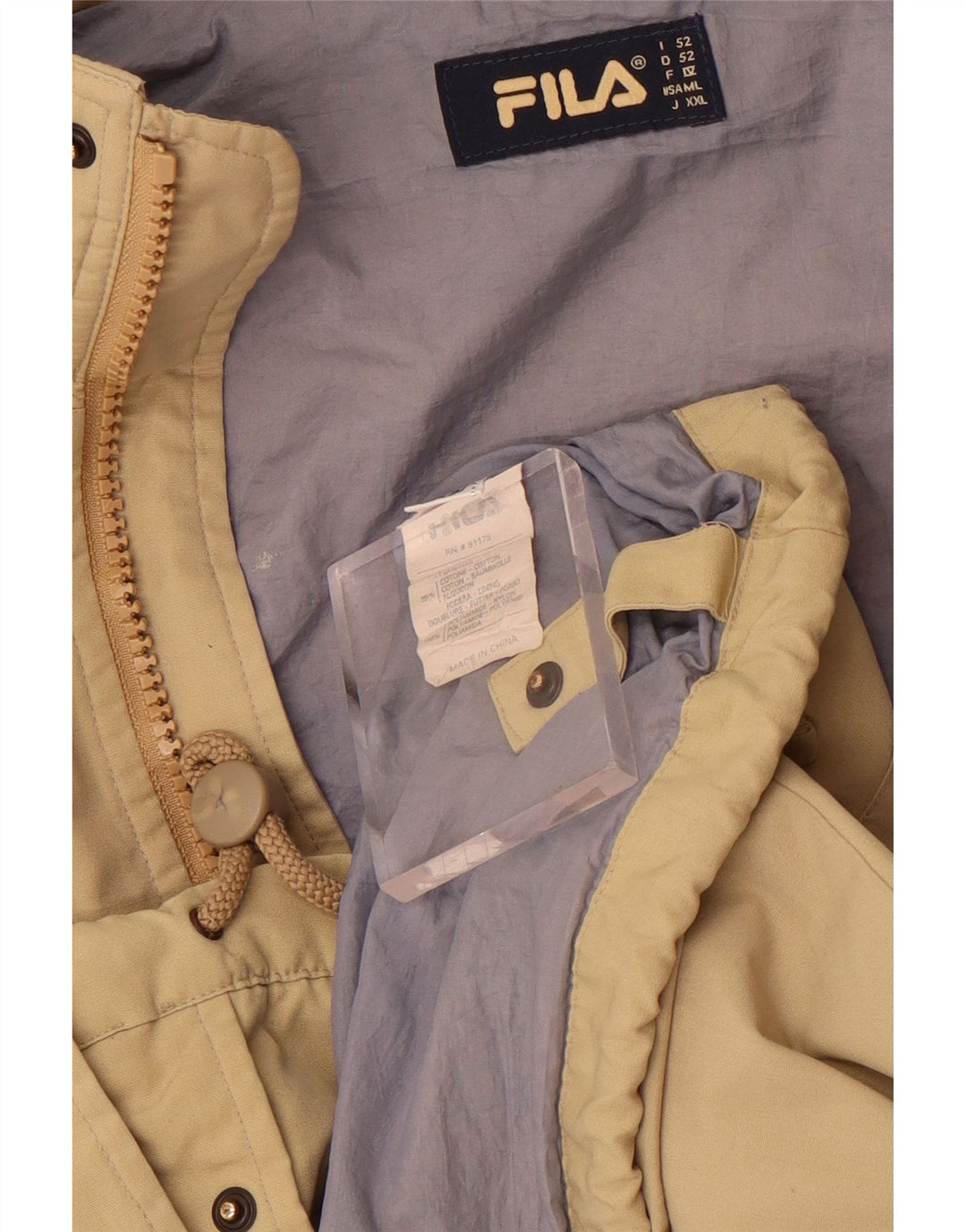 Fila Herre Hættevindjakke IT 52 XL Beige Polyester