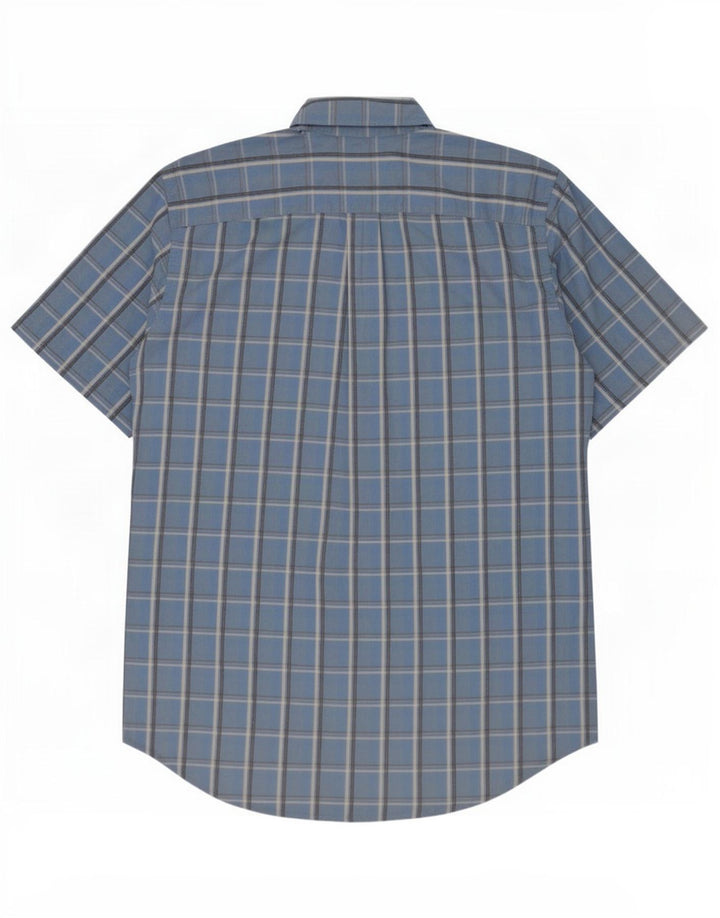 Dacks kortærmede herreskjorte Medium Blue Plaid Bomuld
