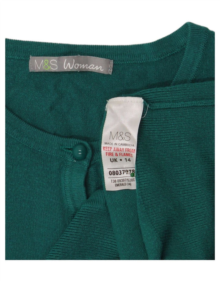 Marks & Spencer Dame Cardigan Sweater UK 14 Medium Green Viscose