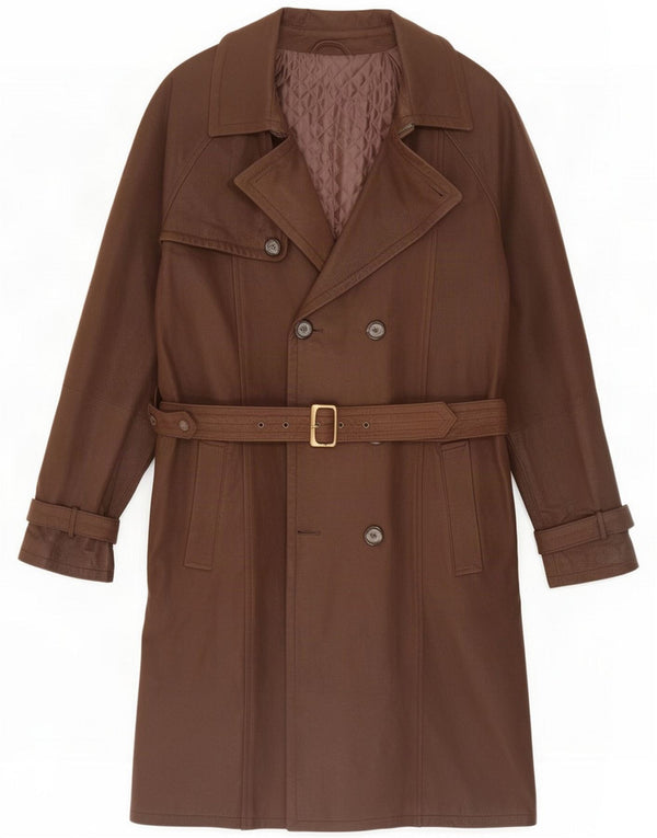 Vintage herre dobbeltradet læderfrakke IT 52 XL Brun