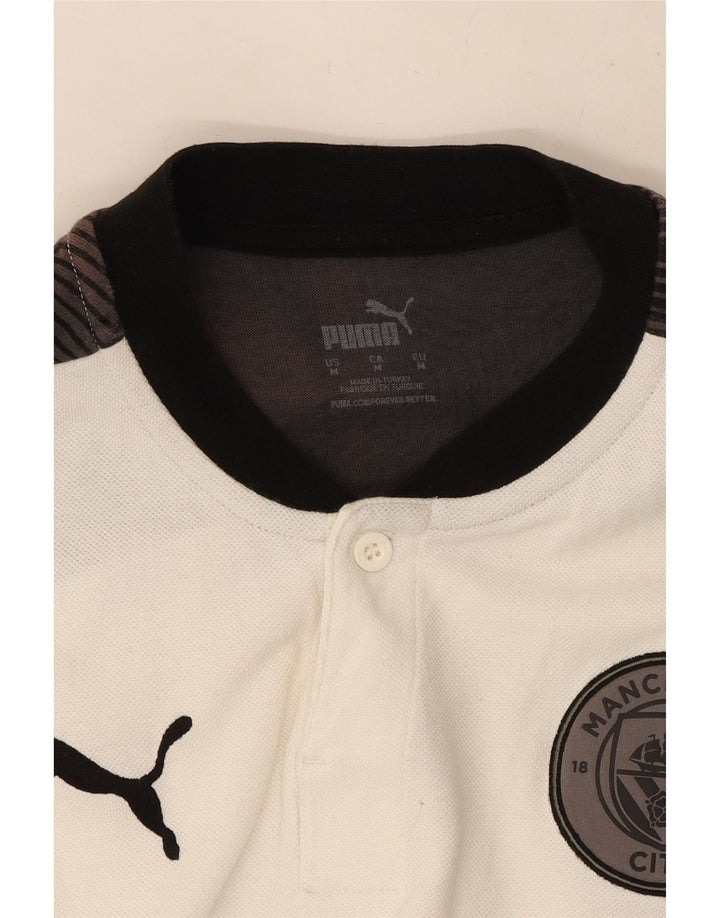 Puma Herre Manchester City T-Shirt Top Medium Hvid Geometrisk
