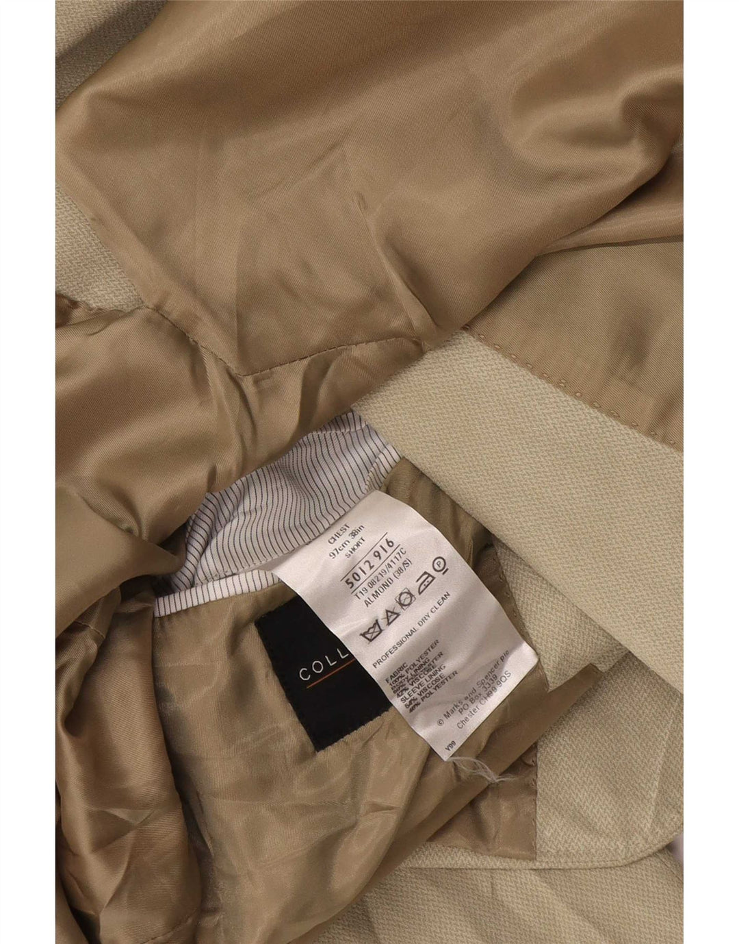 Marks & Spencer Herre Short 2 Button Blazer Jacket UK 38 Medium Beige