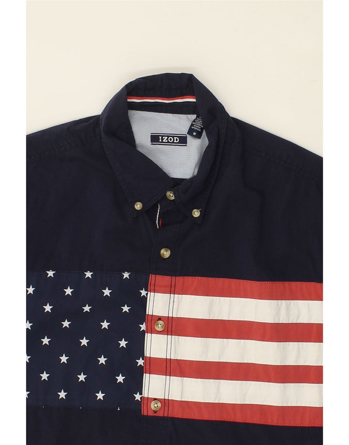 IZOD Mens Short Sleeve Shirt Medium Navy Blue Cotton USA Vintage Izod and Second-Hand Izod from Messina Hembry 