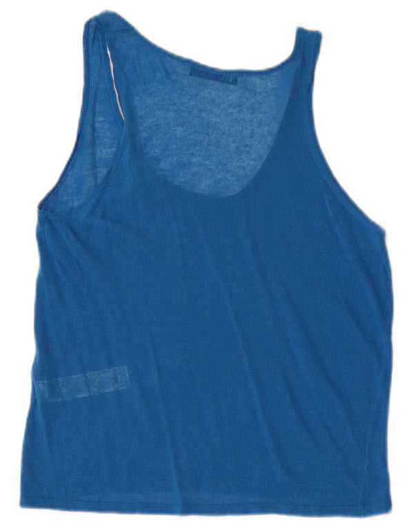 Zara Womens Crop Vest Top UK 8 Small Blue Acryl