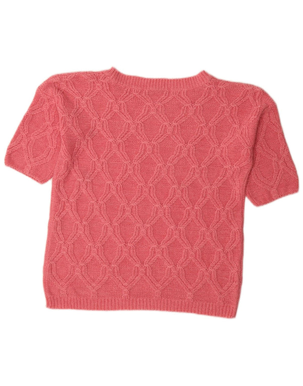 Zara Dame Kortærmet Boat Neck Jumper Sweater UK 10 Small Pink