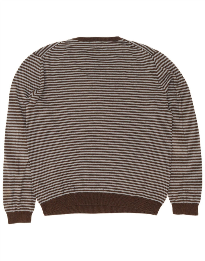 Gap Herre V-hals sweater Stor brun stribet bomuld