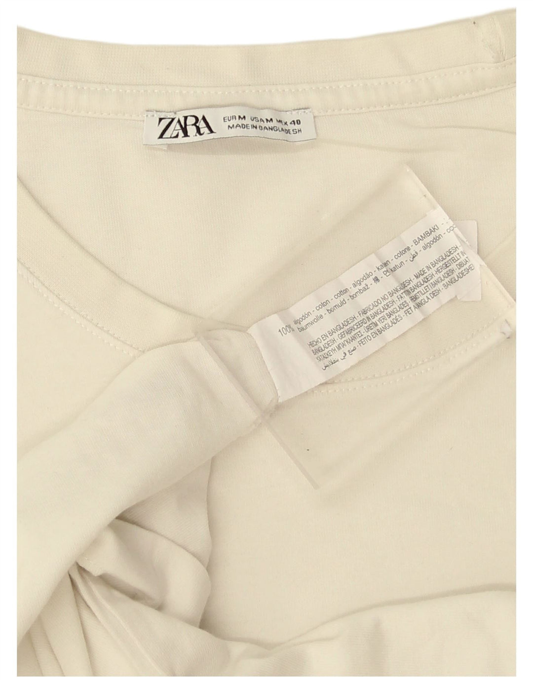 Zara Herre T-Shirt Top Medium Hvid Bomuld