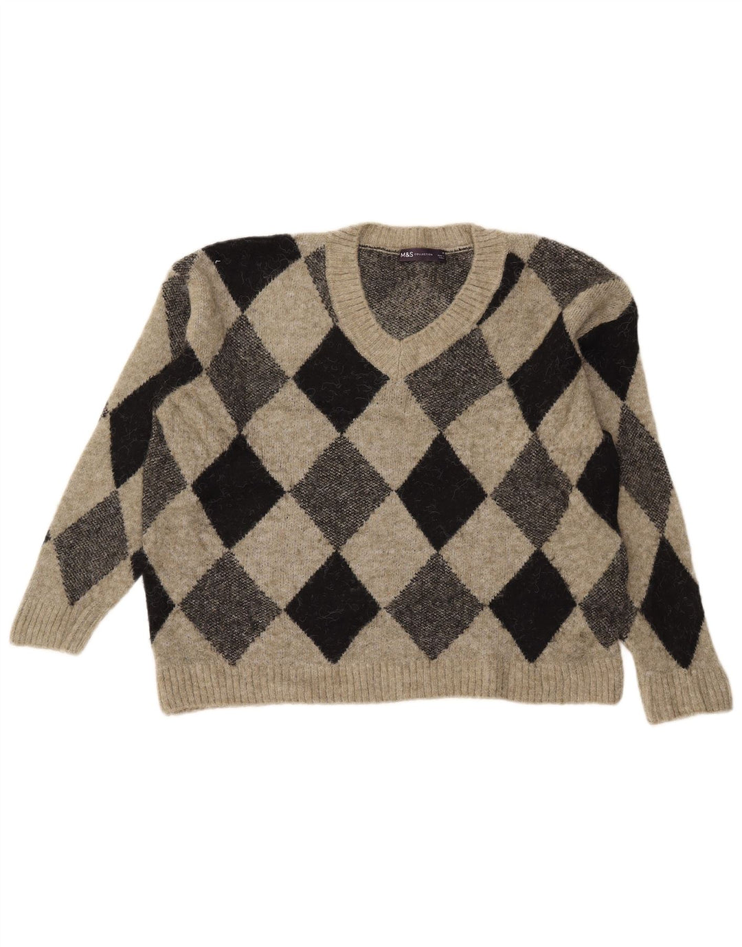 Marks & Spencer Dame Crop V-hals sweater UK 14 Medium Khaki