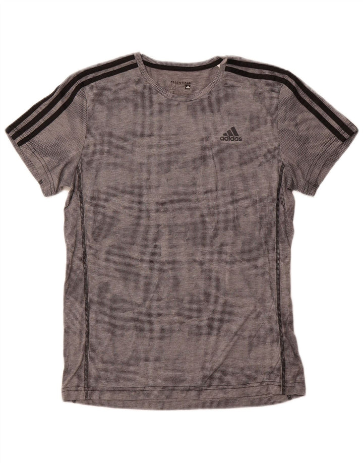 ADIDAS Herre Climalite T-Shirt Top mellemgrå plettet polyester