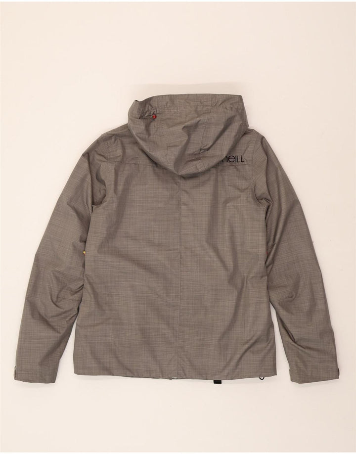 O'NEILL Womens Graphic Windbreaker Jacket UK 14 Medium Grey Pinstripe Vintage O'Neill and Second-Hand O'Neill from Messina Hembry 