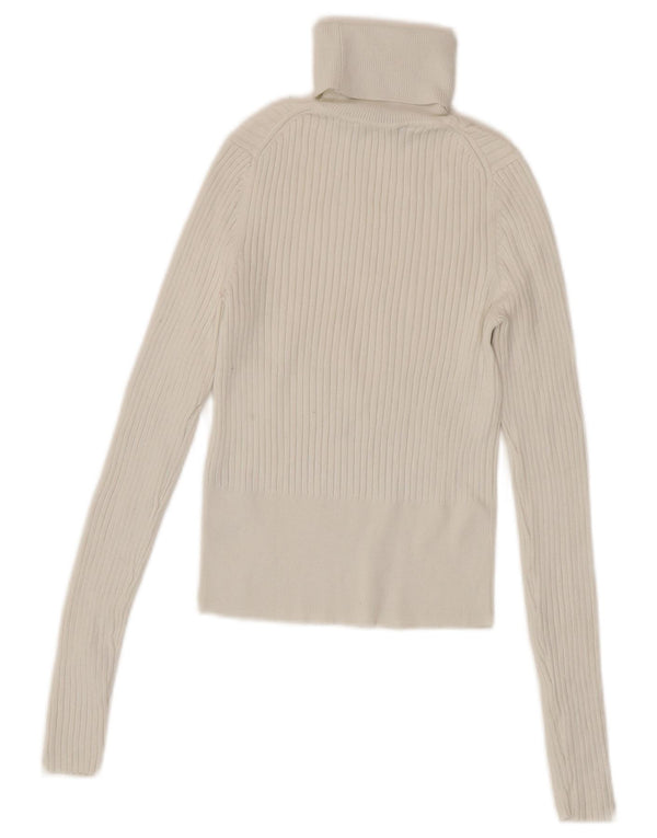 Zara Womens Crop Roll Neck Jumper Sweater UK 8 Small White Viscose