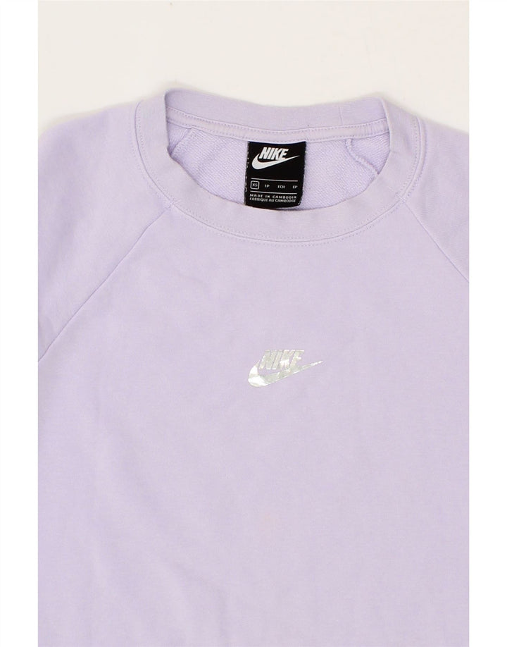 NIKE Womens Oversized Graphic Sweatshirt Jumper UK 6 XS Purple Vintage Nike and Second-Hand Nike from Messina Hembry 