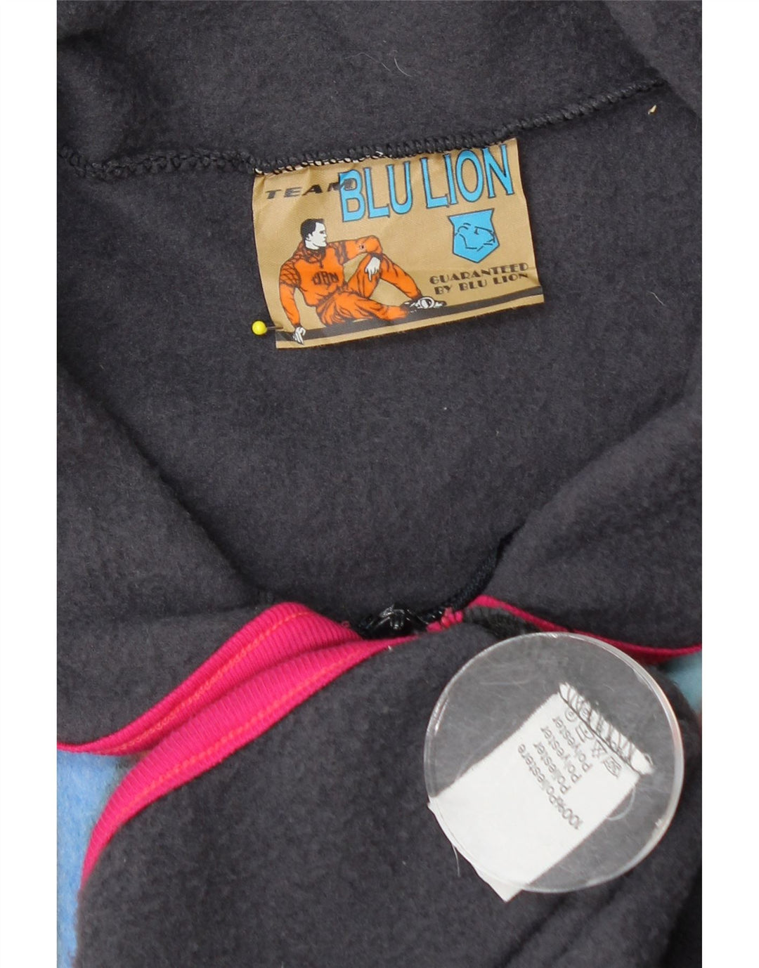 Vintage Herre Fleece Gilet UK 40 Stor flerfarvet geometrisk polyester