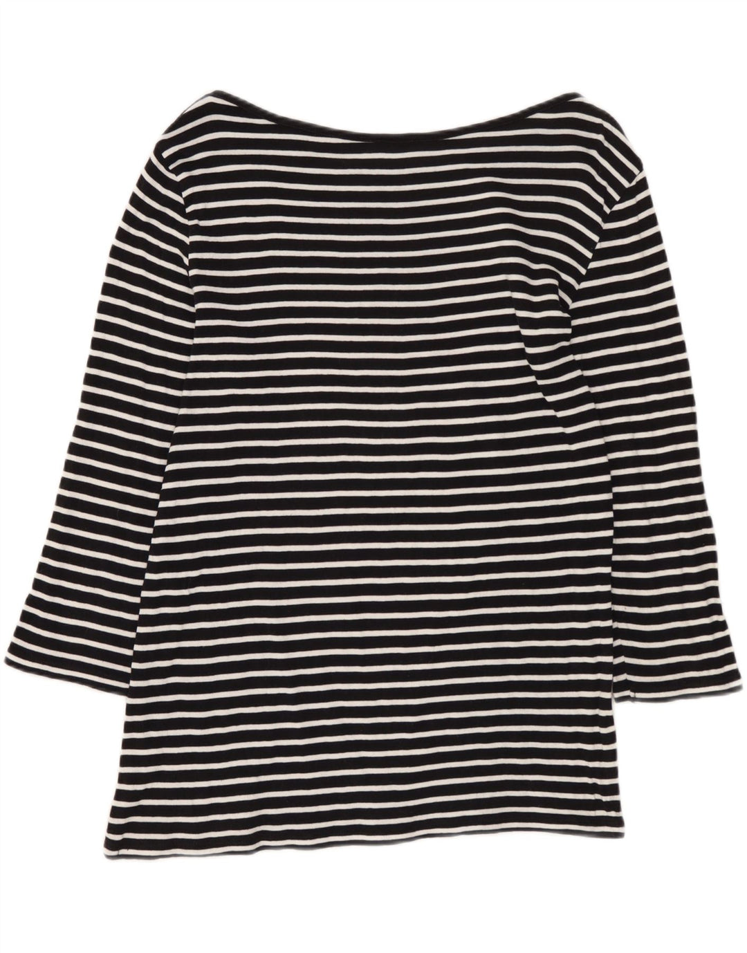 Benetton Dame Top 3/4 ærme UK 12 Medium Sort Stribet Nautical