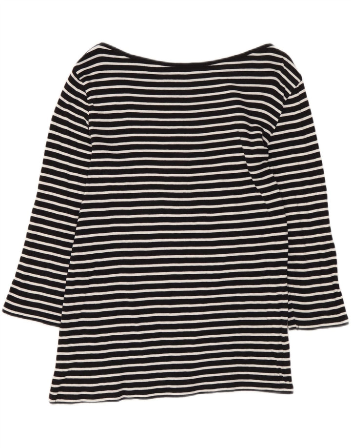 Benetton Dame Top 3/4 ærme UK 12 Medium Sort Stribet Nautical
