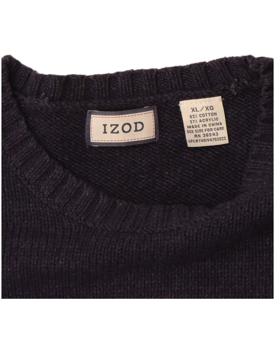 Izod Herre trøje med rund hals XL marineblå bomuld