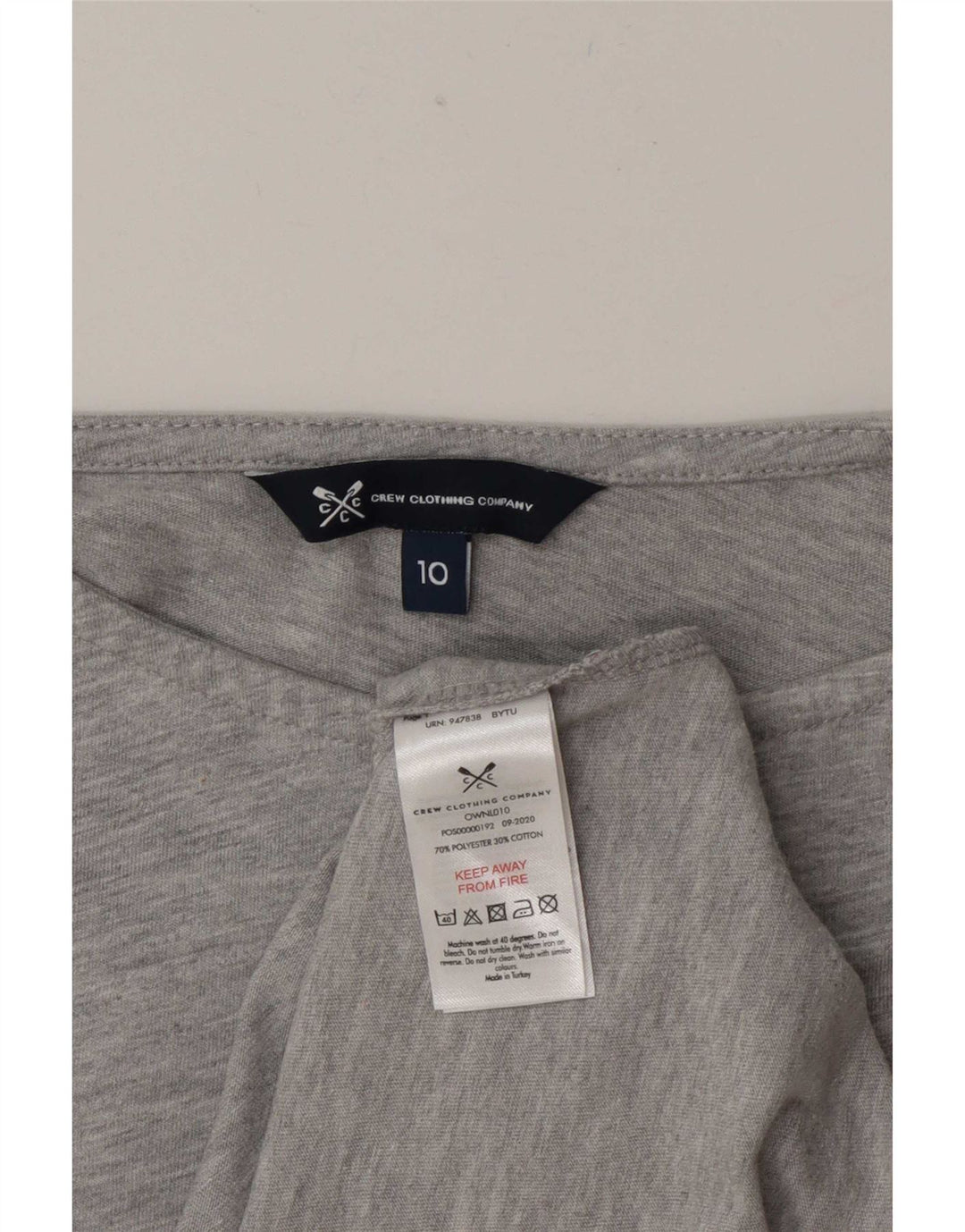 Crew Clothing Dame Top 3/4 ærmer UK 10 Small Grey Polyester