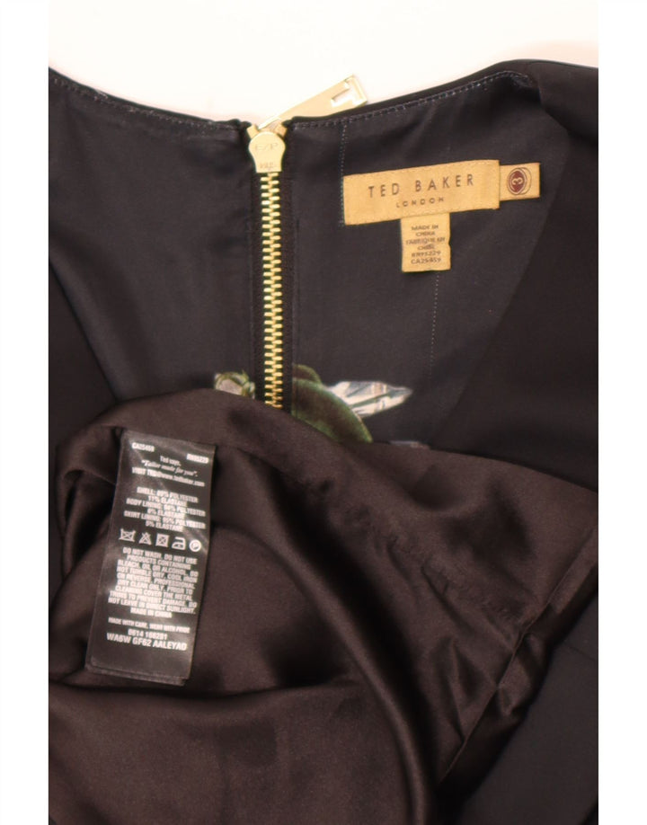 Ted Baker Dame Ærmeløs Bodycon Kjole Størrelse 3 Medium Sort Polyester