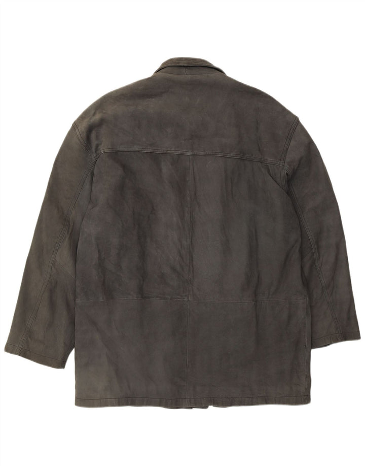 L.Lambertazzi Herre Læderjakke UK 40 Stort Grå Læder