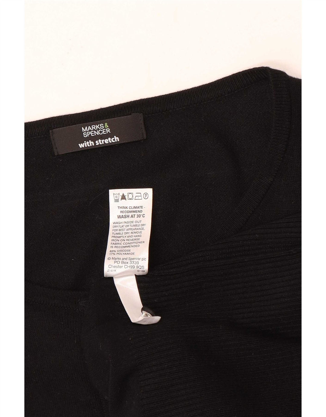 Marks & Spencer Dame Cardigan Sweater UK 16 Large Black Viscose