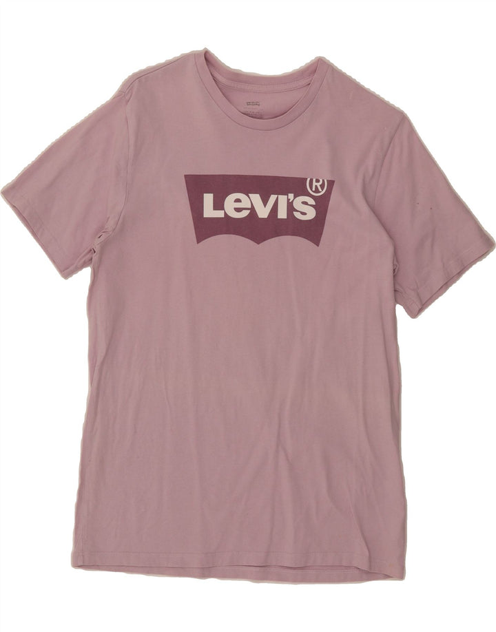LEVI'S Womens Graphic T-Shirt Top UK 12 Medium Pink Cotton Vintage Levi's and Second-Hand Levi's from Messina Hembry 