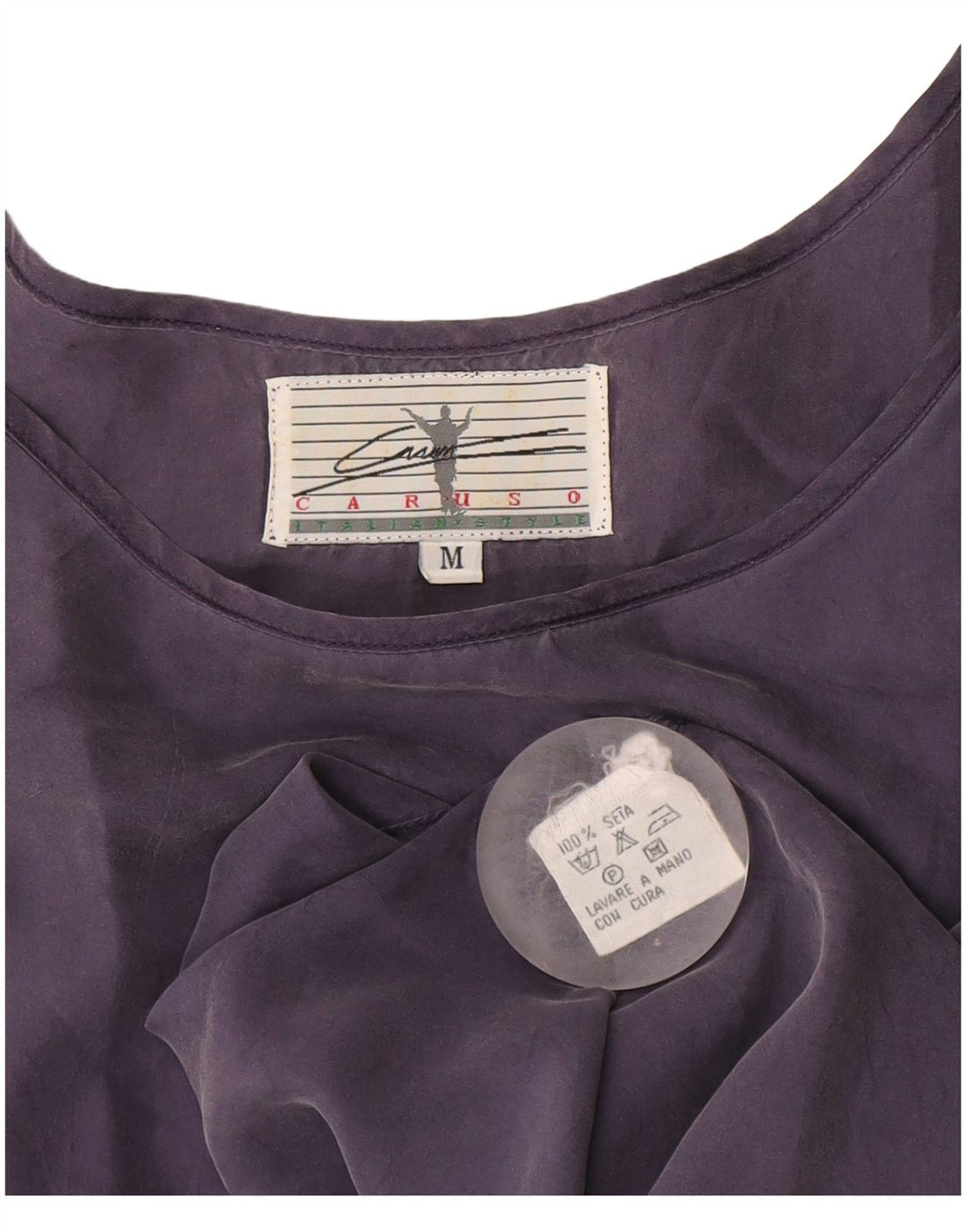 Caruso Dame ærmeløs bluse Top UK 14 Medium Navy Blue Silke