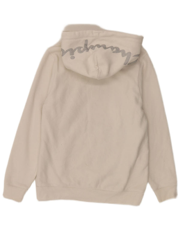 Champion Dame Loose Fit Grafisk Hoodie Jumper UK 4 XS Hvid Bomuld