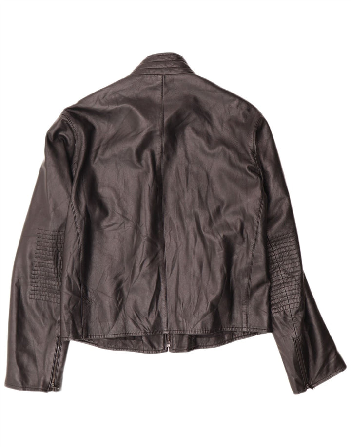 Vintage dame læderjakke IT 52 2XL sort læder