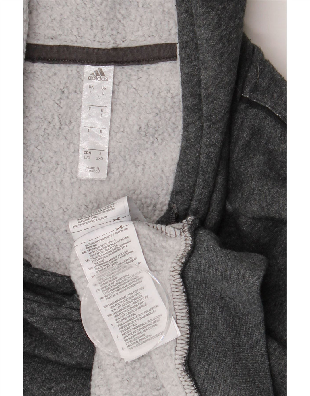 ADIDAS Mens Hoodie Jumper Large Grey Cotton Vintage Adidas and Second-Hand Adidas from Messina Hembry 