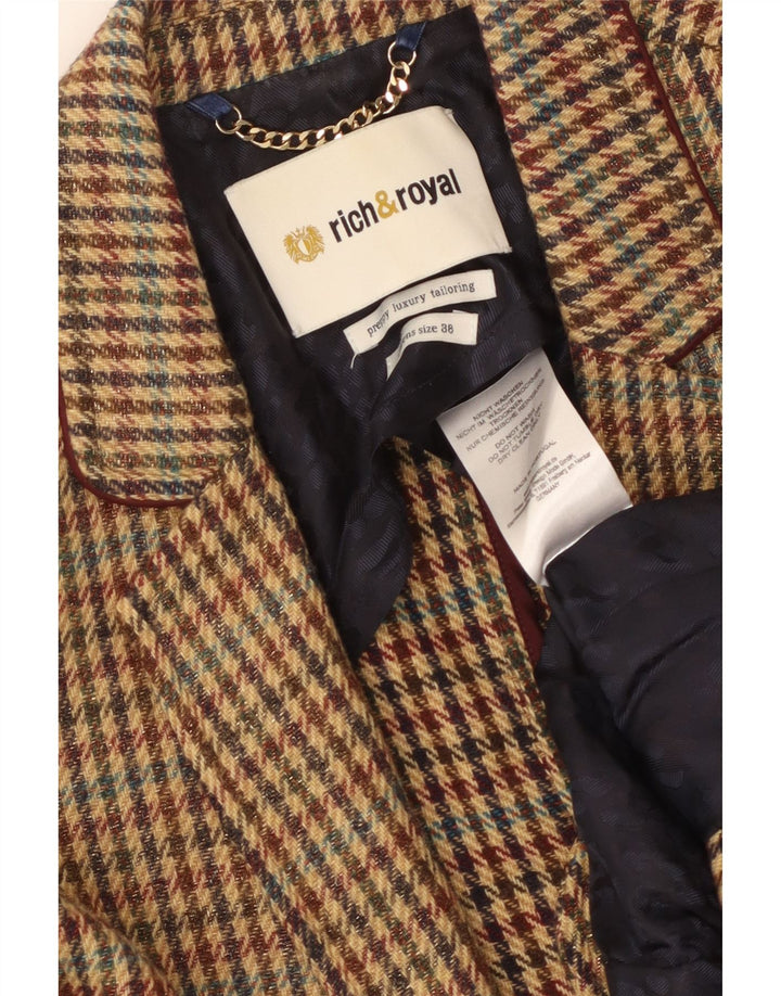 RICH & ROYAL Dame 1-knaps blazerjakke EU 38 Medium Brown Houndstooth