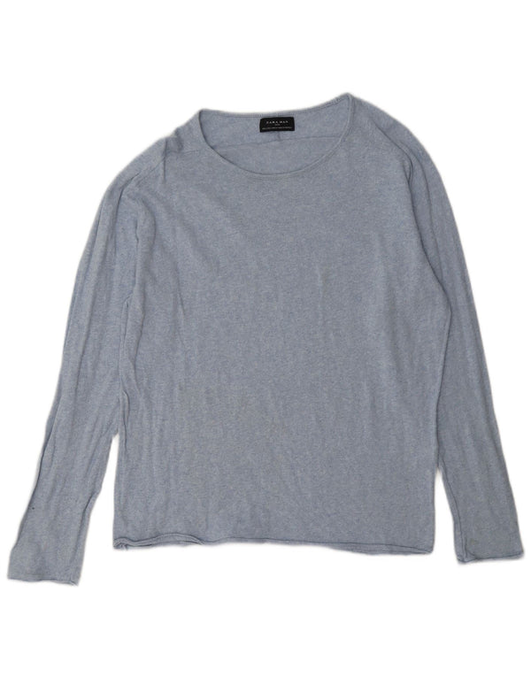 Zara Herre Top Langærmet Stor Blå Flecked Bomuld