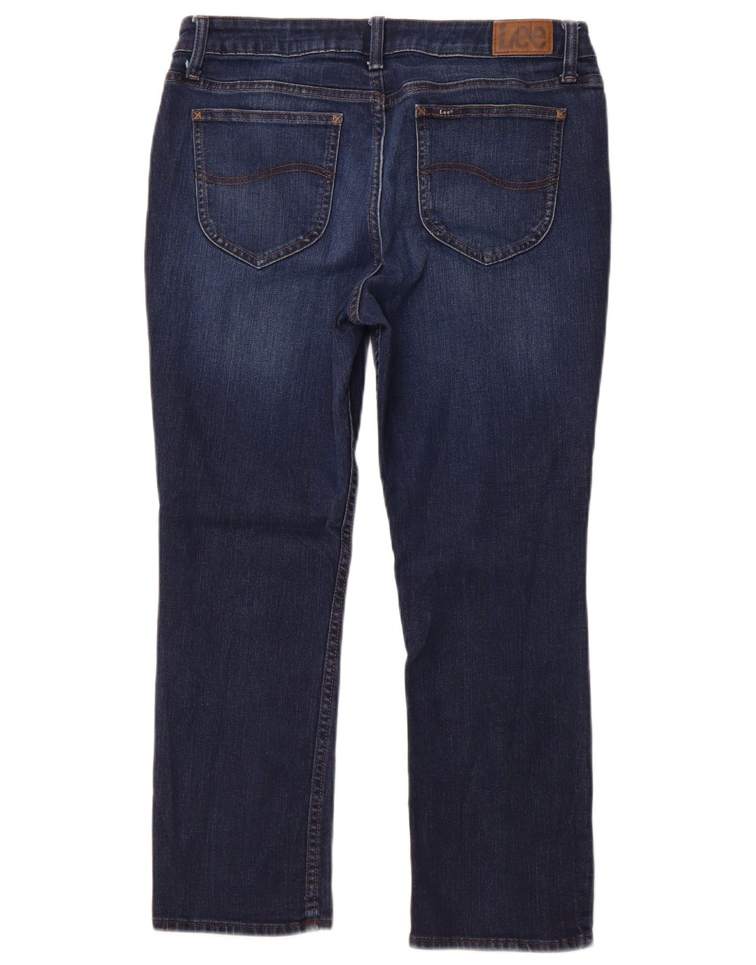 LEE Dame Crop Mid Rise Straight Jeans W32 L25 Navy Blue