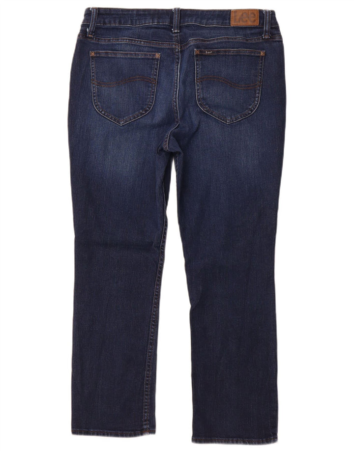 LEE Dame Crop Mid Rise Straight Jeans W32 L25 Navy Blue