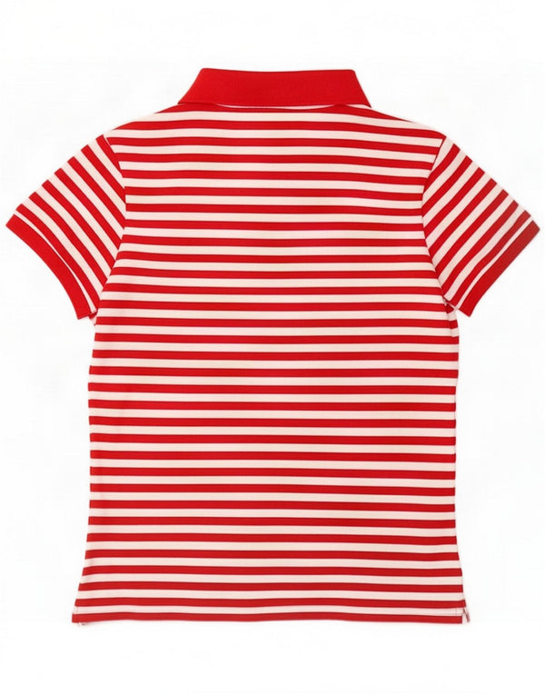 Lacoste Dame Polo Shirt Størrelse 40 Medium Rød Stribet Bomuld