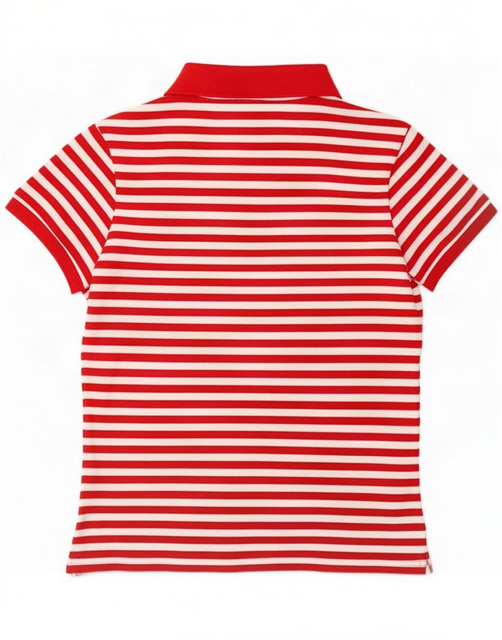 Lacoste Dame Polo Shirt Størrelse 40 Medium Rød Stribet Bomuld