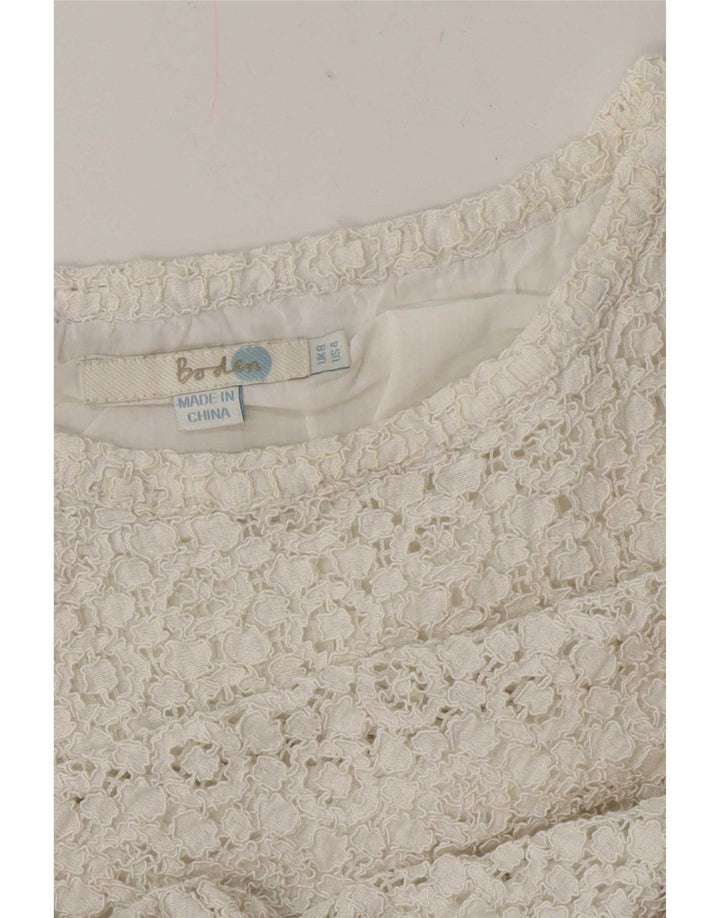 Boden Dame Crop Blondebluse Top UK 8 Small White