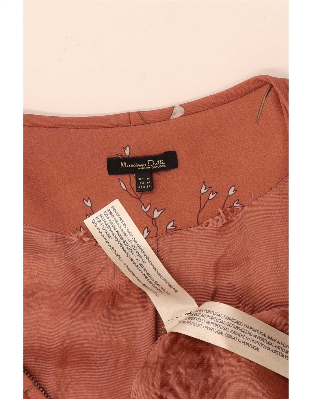 Massimo Dutti Womens Bomber Jacket UK 12 Medium Pink Floral Viscose
