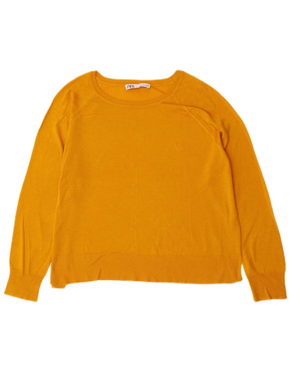 Zara Dame Boat Neck Jumper Sweater UK 16 Large Yellow