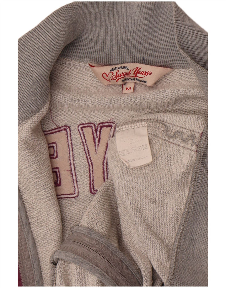 Sweet Years Womens Grafisk træningsdragt Topjakke UK 12 Medium Grey Bomuld