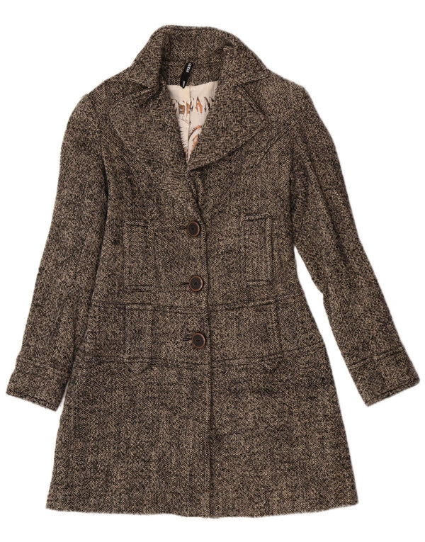Guess Womens Overcoat UK 12 Medium Grey Flecked Wool