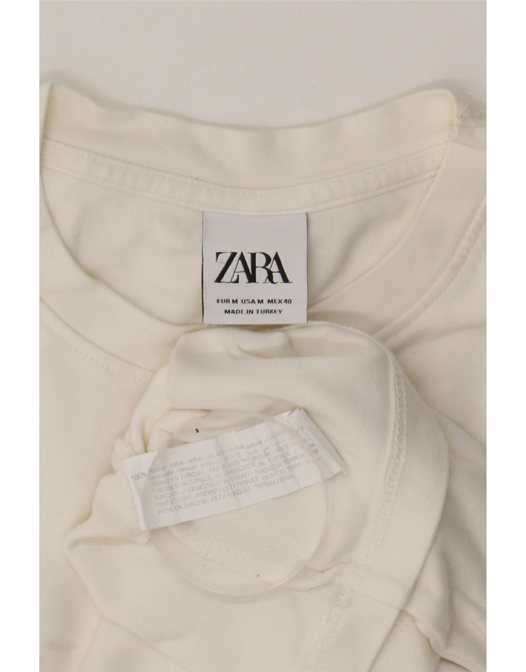 ZARA Mens T-Shirt Top Medium Beige Cotton Vintage Zara and Second-Hand Zara from Messina Hembry 