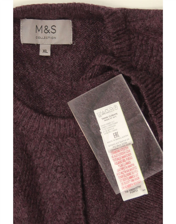 MARKS & SPENCER Mens Crew Neck Jumper Sweater XL Purple Acrylic