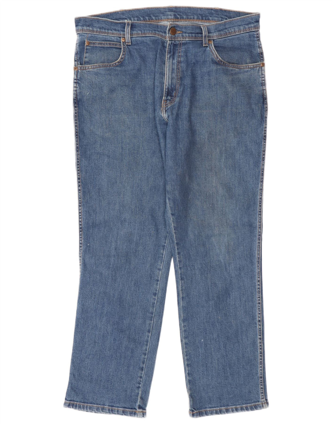 Wrangler Herre Regular Fit Straight Jeans W36 L30 Blå Bomuld