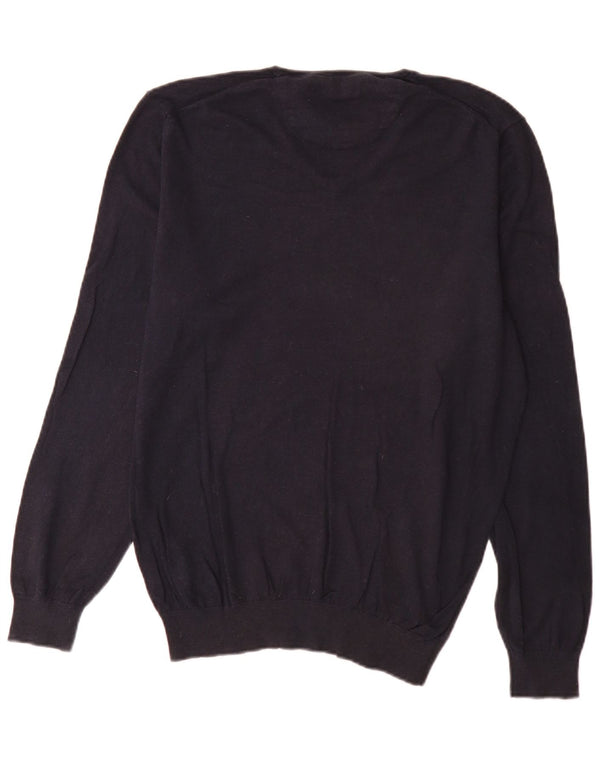 Massimo Dutti Herre V-hals sweater Stor marineblå bomuld