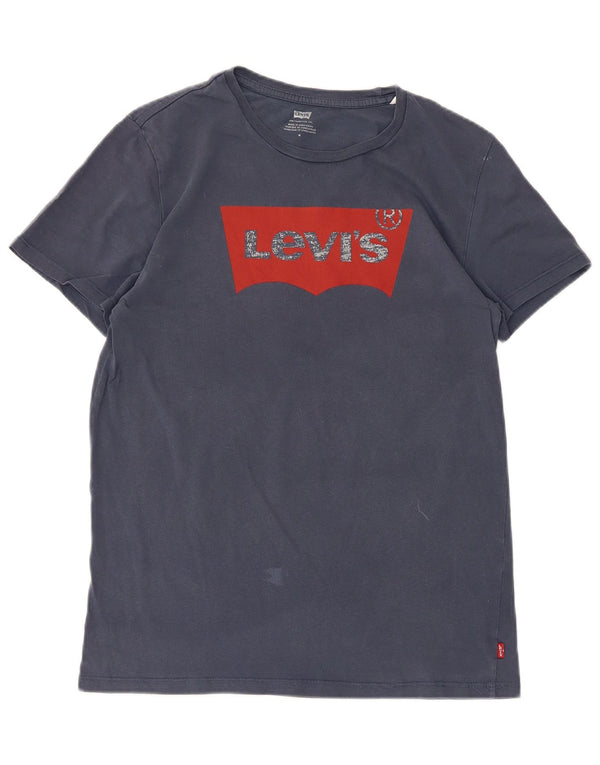 Levi's Grafisk T-shirt top til kvinder UK 12 Medium Navy Blue