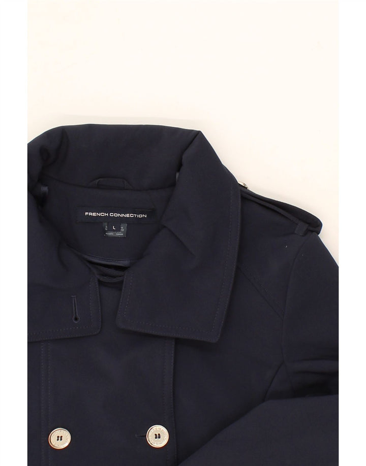 FRENCH CONNECTION Womens Overcoat UK 16 Large Navy Blue Polyester Vintage French Connection and Second-Hand French Connection from Messina Hembry 